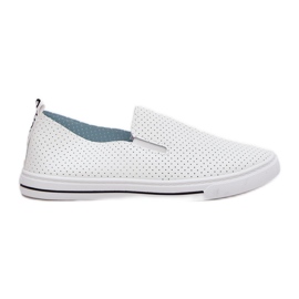 Boto Slip Eco Leder Damen -Sneakers Sneakers mit der Inschrift Białe Zalinne weiß 8