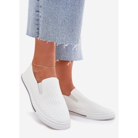 Boto Slip Eco Leder Damen -Sneakers Sneakers mit der Inschrift Białe Zalinne weiß 1