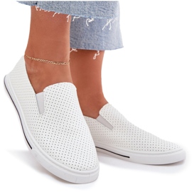Boto Slip Eco Leder Damen -Sneakers Sneakers mit der Inschrift Białe Zalinne weiß 9
