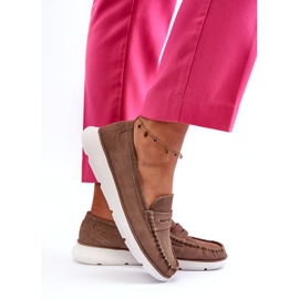 Frauen -Wildleder -Slipper auf der Sergio Leone SP012 Plattform Light Beige 3