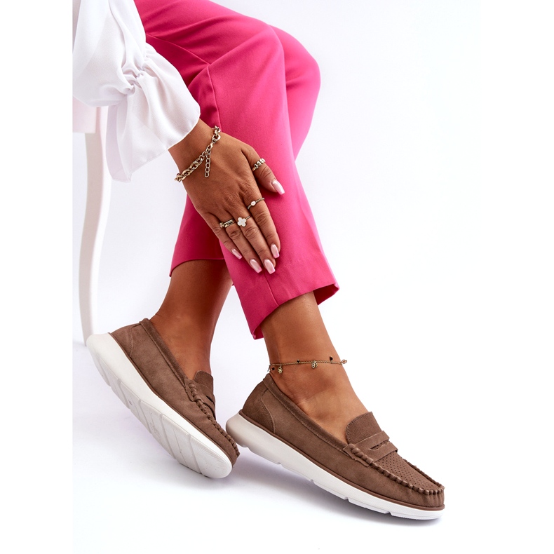 Frauen -Wildleder -Slipper auf der Sergio Leone SP012 Plattform Light Beige 4