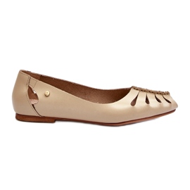 Zazoo 10009 Komfortable Leder Frauen Ballerinas Beige 1