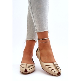 Zazoo 10009 Komfortable Leder Frauen Ballerinas Beige 4