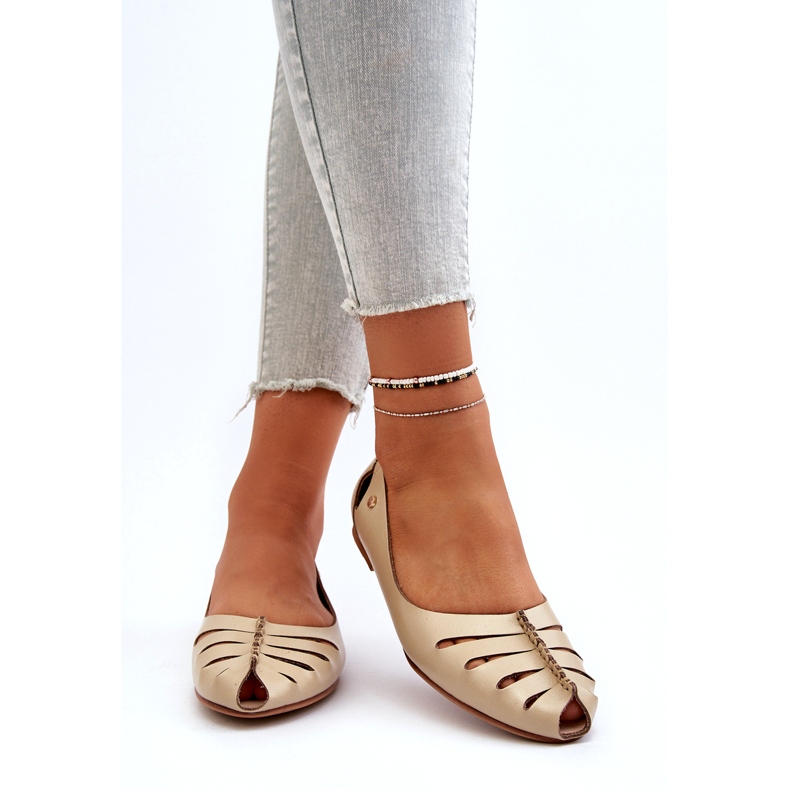 Zazoo 10009 Komfortable Leder Frauen Ballerinas Beige 4