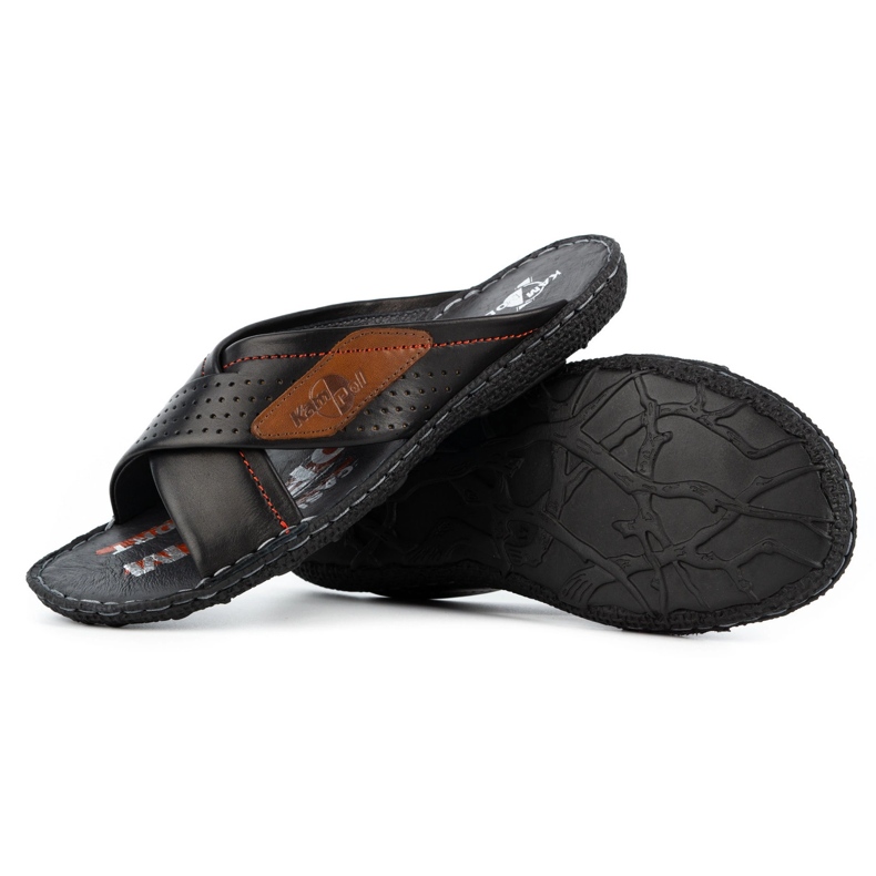 Kampol Herren Lederhausschuhe 216KAM schwarz 5