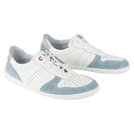Barfuß Lederschuhe Olivier 1773pol - Leichte minimalistische Turnschuhe mit Blau weiß 3