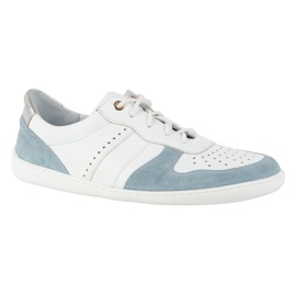 Barfuß Lederschuhe Olivier 1773pol - Leichte minimalistische Turnschuhe mit Blau weiß 4