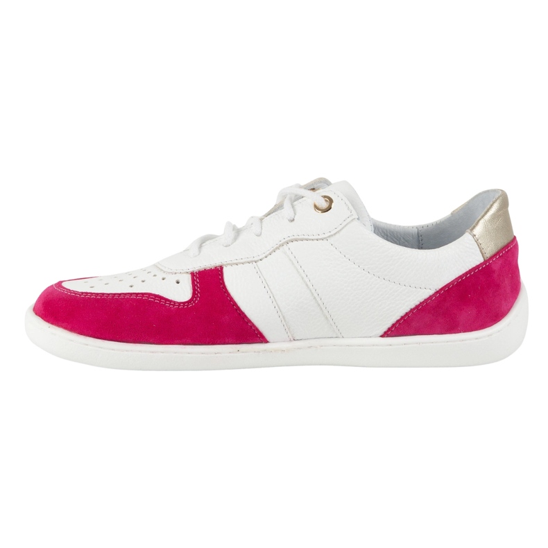 Barfuß Lederschuhe Olivier 1773pol - Leichte minimalistische weiße Turnschuhe mit Fuchsia 2
