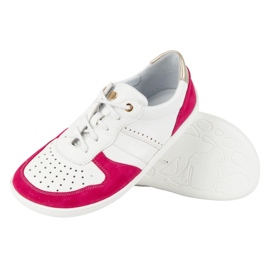 Barfuß Lederschuhe Olivier 1773pol - Leichte minimalistische weiße Turnschuhe mit Fuchsia 5