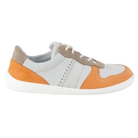 Barfuß Lederschuhe Olivier 1773pol - Leichte minimalistische Grau mit orangefarbenen Turnschuhen 1