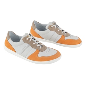 Barfuß Lederschuhe Olivier 1773pol - Leichte minimalistische Grau mit orangefarbenen Turnschuhen 3