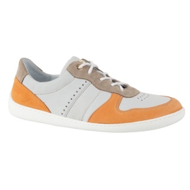 Barfuß Lederschuhe Olivier 1773pol - Leichte minimalistische Grau mit orangefarbenen Turnschuhen 4