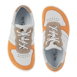Barfuß Lederschuhe Olivier 1773pol - Leichte minimalistische Grau mit orangefarbenen Turnschuhen 6