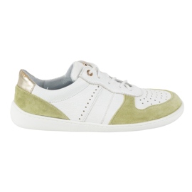 Barfuß Lederschuhe Olivier 1773pol - Leichte minimalistische weiße und grüne Turnschuhe 1