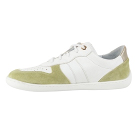 Barfuß Lederschuhe Olivier 1773pol - Leichte minimalistische weiße und grüne Turnschuhe 2