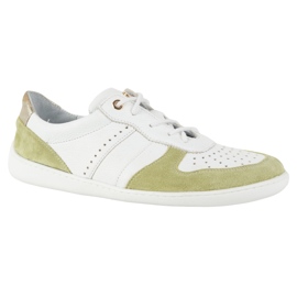 Barfuß Lederschuhe Olivier 1773pol - Leichte minimalistische weiße und grüne Turnschuhe 3