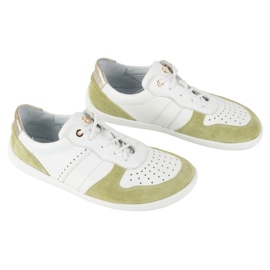 Barfuß Lederschuhe Olivier 1773pol - Leichte minimalistische weiße und grüne Turnschuhe 4