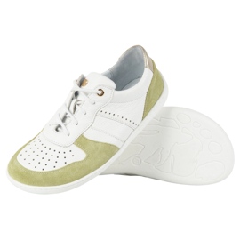 Barfuß Lederschuhe Olivier 1773pol - Leichte minimalistische weiße und grüne Turnschuhe 5
