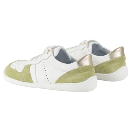 Barfuß Lederschuhe Olivier 1773pol - Leichte minimalistische weiße und grüne Turnschuhe 6