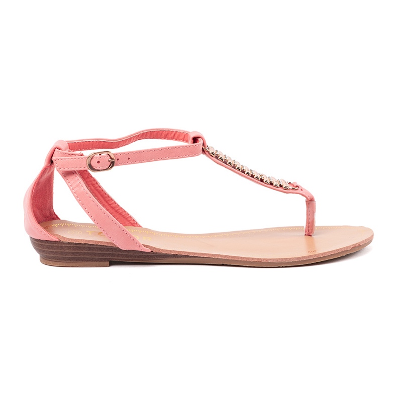 Shelvt Rosa Sandalen mit goldenen Dekorationen 2