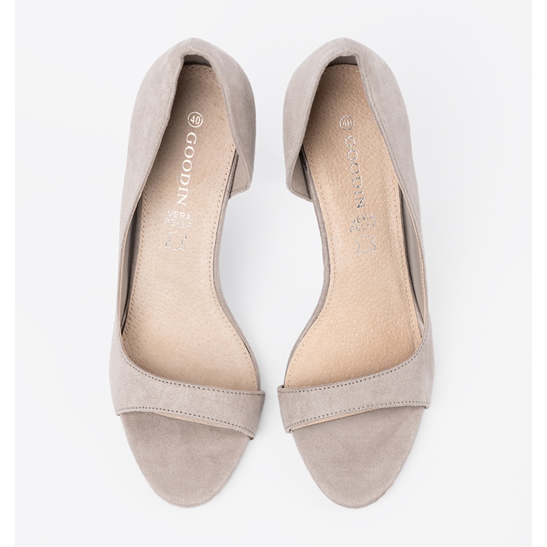 Goodin Graue Wildlederpumpen mit nackten Fingern 1