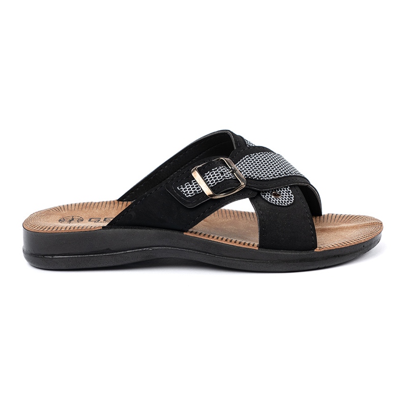 Shelvt Schwarz -Männer -Hausschuhe mit Schnallen 1