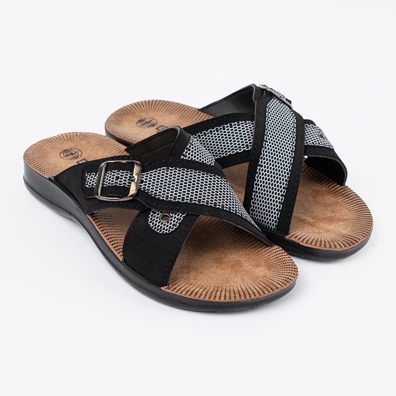 Shelvt Schwarz -Männer -Hausschuhe mit Schnallen 2