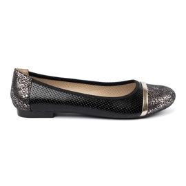 Goodin Schwarze Ballerinas mit goldenen Dekorationen 2