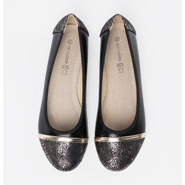 Goodin Schwarze Ballerinas mit goldenen Dekorationen 3