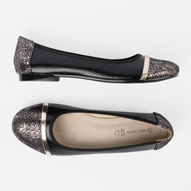 Goodin Schwarze Ballerinas mit goldenen Dekorationen 5