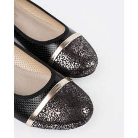 Goodin Schwarze Ballerinas mit goldenen Dekorationen 4