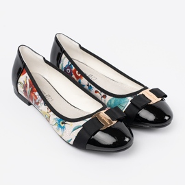 Goodin Schwarze und schwarze Ballerinas mit Blumen 5