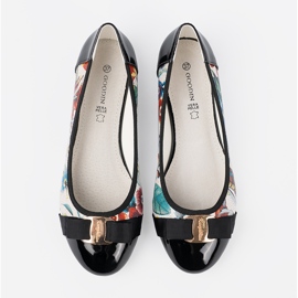 Goodin Schwarze und schwarze Ballerinas mit Blumen 2