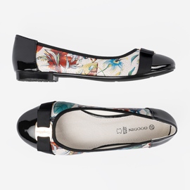 Goodin Schwarze und schwarze Ballerinas mit Blumen 4