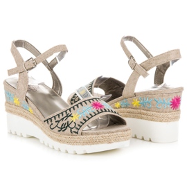 Kylie Bestickte Espadrilles-Sandalen braun 1