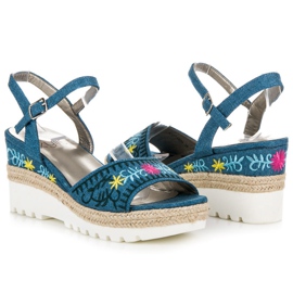 Kylie Bestickte Espadrilles-Sandalen blau 1