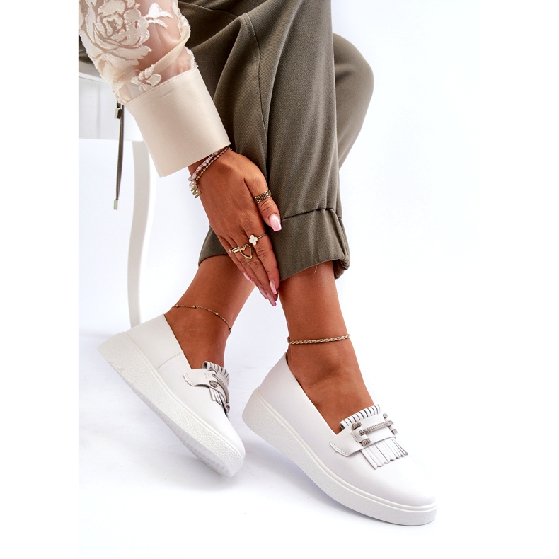 S.Barski Leichte Leder -Frauen -Slipper auf der Białe S. Barski LR590 -Plattform weiß 4