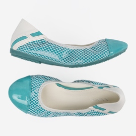 Blaue Ballerinas mit einem weißen Sieb 1