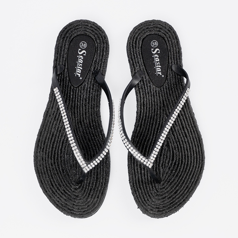 Seastar Schwarze Flip -Flops mit Zirkonen 1
