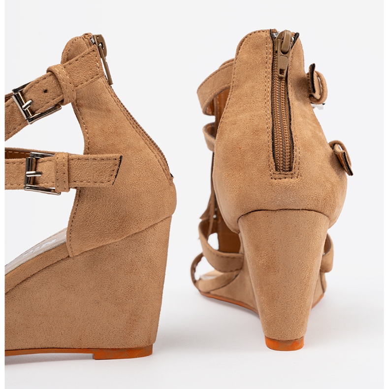 Shelvt Braune Sandalen für Keil mit Randflächen 1