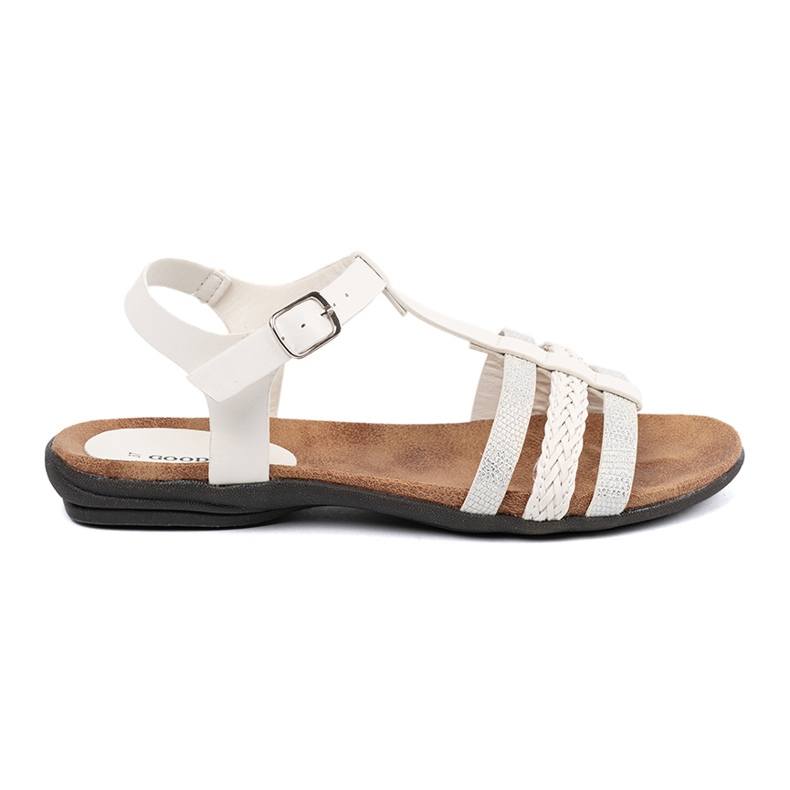 Goodin Weiße Frauensandalen mit dekorierten Streifen 1