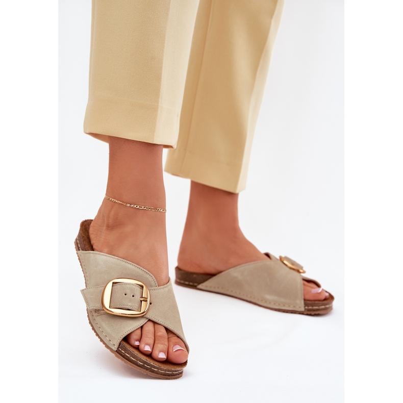 Lederflip Flops mit einer goldenen Klemme Maciejka 07000-22 Pistazien grün 2