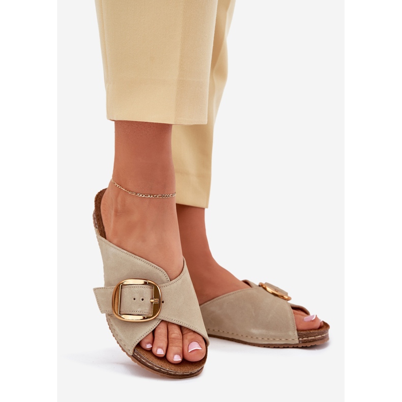 Lederflip Flops mit einer goldenen Klemme Maciejka 07000-22 Pistazien grün 1