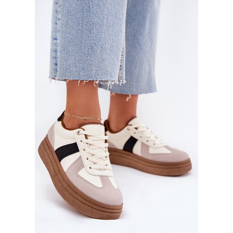 Damen-Plateau-Sneaker, Beige 2