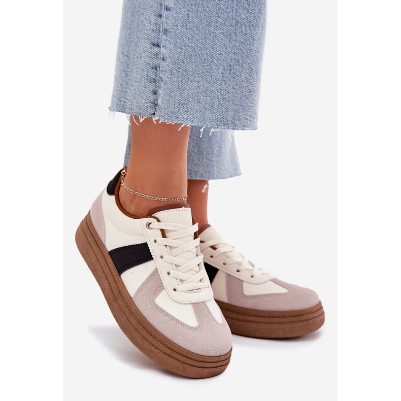 Damen-Plateau-Sneaker, Beige 1