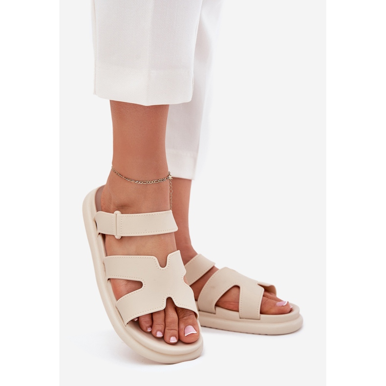 Frauen -Gummi -Hausschuhe mit beige Gürtel 1