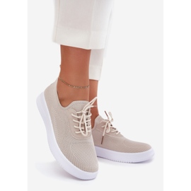 Material schockierte Sportschuhe auf der Plattform Frauen Beige 1