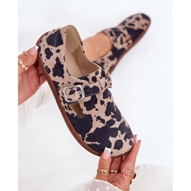 Frauen Wildlederschuhe mit einer Schnalle Speck-Voreingenommenheit Zazoo N1261 Brown-Beige braun 2