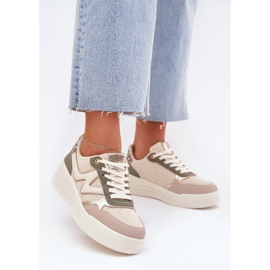 Frauen -Sneaker auf der Plattform Leopard Beige 2