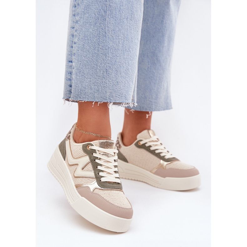 Frauen -Sneaker auf der Plattform Leopard Beige 2